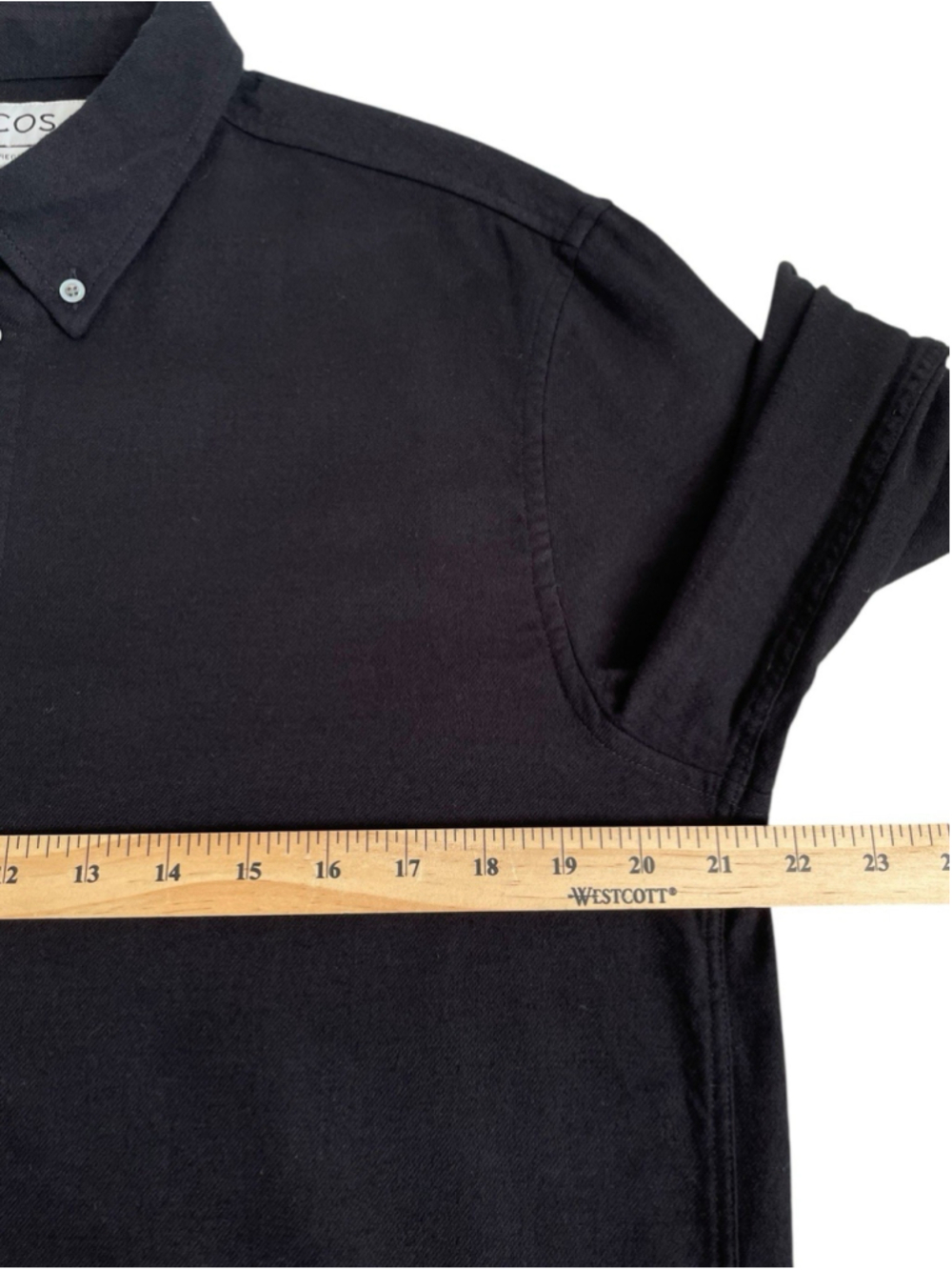 Cos Button Down Shirt Men Size EU Large Black Long Sleeve - Picture 10 of 11
